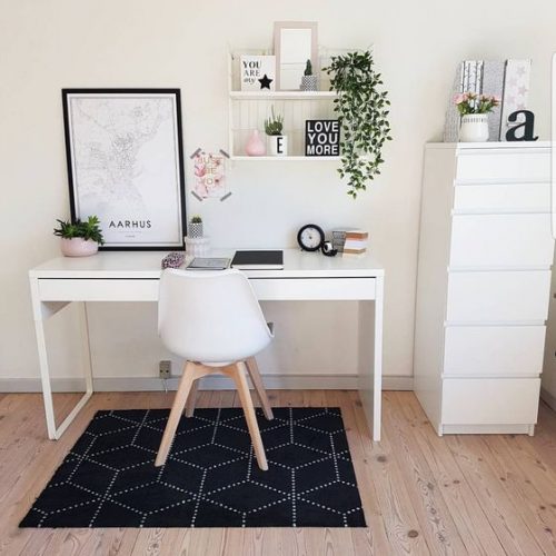 Meja Kerja Simple Dirumah Warna Putih Terbaru Murah