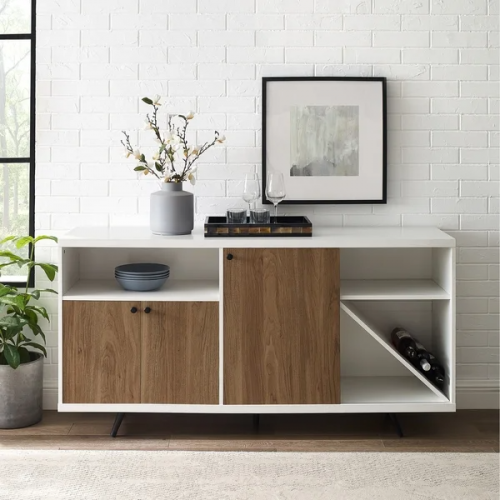 Sideboard Elegan Warna Putih Coklat Terbaru